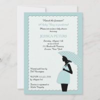 Baby Shower Blue Polka Dot Umbrella Invitation
