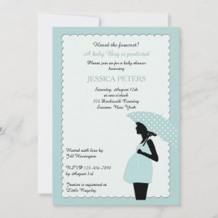 Baby Shower Blue Polka Dot Umbrella Invitation