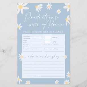 Baby Shower Blue Predictions and Advice Card