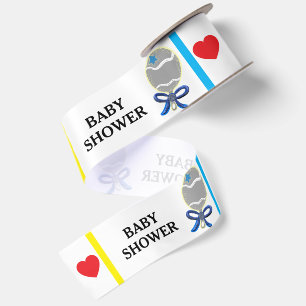 Baby Shower Blue Rattles  Satin Ribbon