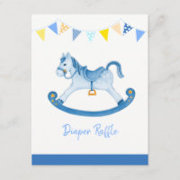 Baby shower blue rocking horse diaper raffle