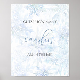 Baby Shower Blue Snowflake Guess How Many Candies Poster
