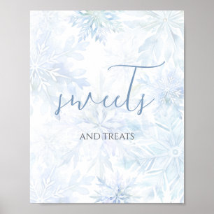 Baby Shower Blue Snowflake Sweets and Treats Poster