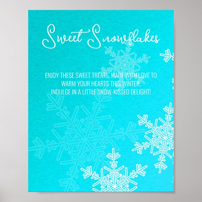 Baby Shower Blue Snowflakes Treats Table Sign (Front)