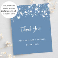 Baby Shower blue stars budget thank you card