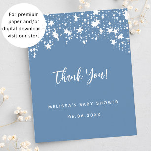 Baby Shower blue stars budget thank you card