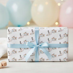 Baby Shower Blue Stork Wrapping Paper Sheets