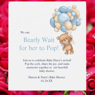 baby shower blue teddy wine label