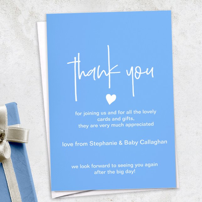 Baby Shower Blue Thank You Chic Tiny Heart Invitation (Creator Uploaded)