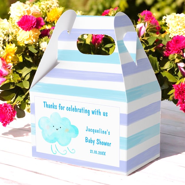 Baby Shower Blue White Stripes  Favour Box (Creator Uploaded)