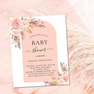 Baby shower blush pampas grass invitation