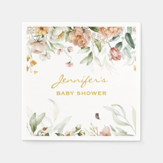 Baby Shower Blush Pink Florals Standard Cocktail Napkin