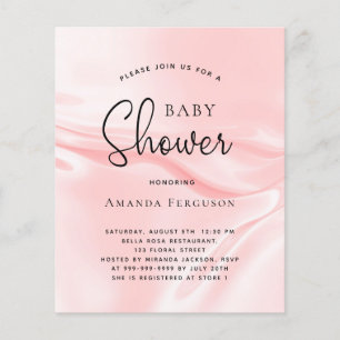Baby shower blush pink silk budget invitation flyer