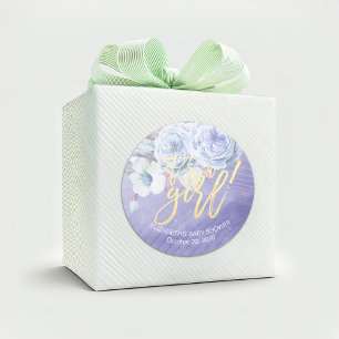 Baby Shower Bohemian Flowers & Feathers Classic Round Sticker