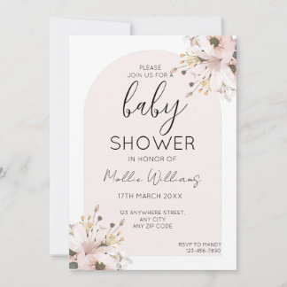 Baby Shower Boho Pink Flower Invitation