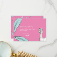 Baby Shower Boho Pink Llama Feather Thank You Note
