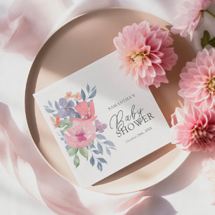 Baby Shower Boho Watercolor Floral  Napkin