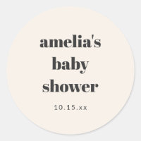 Baby Shower Bold Retro Ivory Personalised Mum Name