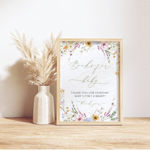 Baby Shower Book for Baby Boho Wildflowers Poster
