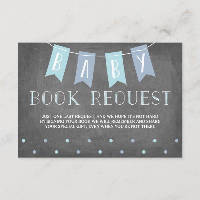 Baby Shower Book Request Blue Enclosure Card (Front)