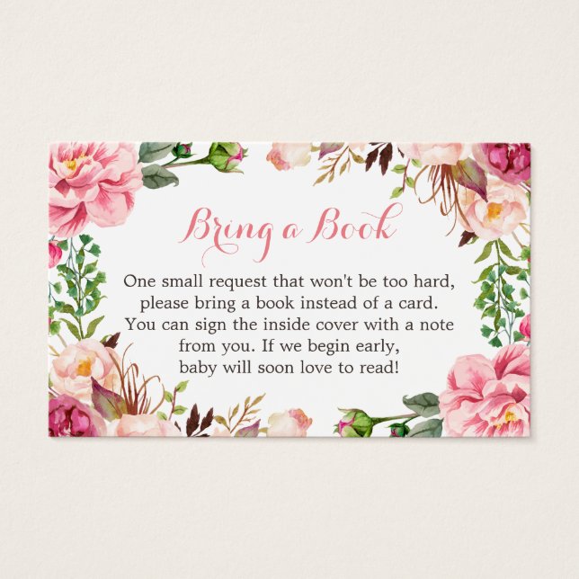 Baby Shower Book Request Blush Pink Floral (Front)