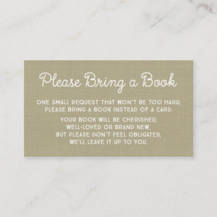 Baby Shower Book Request Card Rustic Burlap