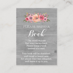 Baby Shower Book Request Card Rustic Wood Floral