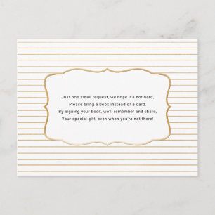 Baby Shower Book request card, white gold Invitation Postcard
