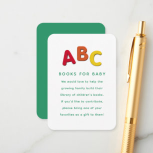 Baby shower book request cute colourful ABC Enclosure Card
