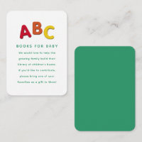 Baby shower book request cute colourful ABC