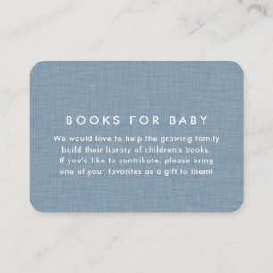 Baby shower book request simple chambray blue enclosure card