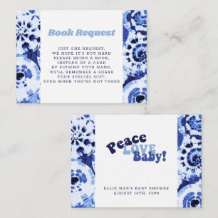 Baby Shower Book Request Tie Dye Blue Shibori Enclosure Card
