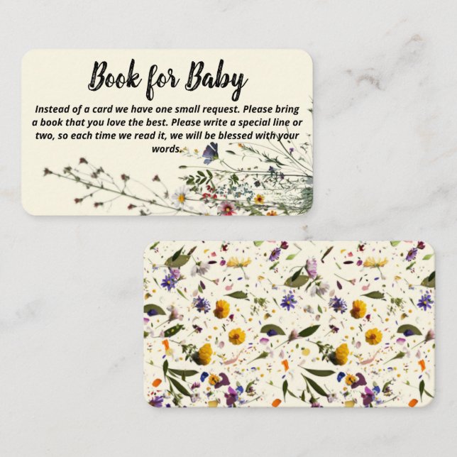 Baby Shower Book Request Wildflower Collection Enclosure Card (Front/Back)