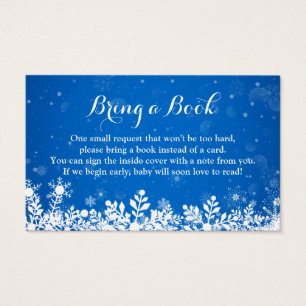 Baby Shower Book Request Winter Blue Snowflakes