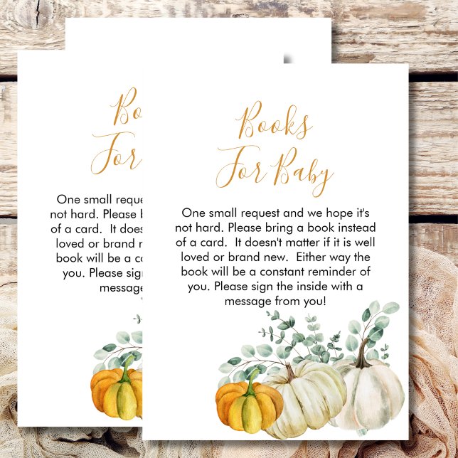 Baby shower books for baby fall pumpkin greenery enclosure card (Creator Uploaded)