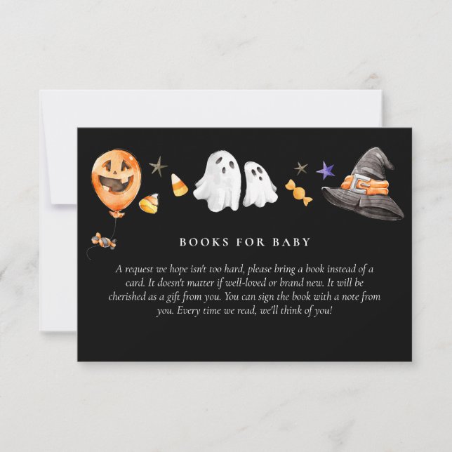 Baby Shower Books for Baby Halloween Black Invitation (Front)