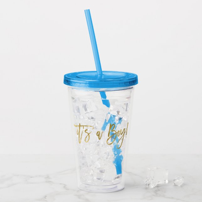 Baby Shower Boy Acrylic Tumbler (Front Ice)