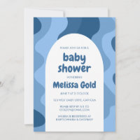BABY SHOWER BOY Arch Groovy Blue Stripes CUSTOM