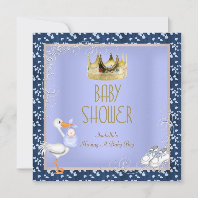 Baby Shower Boy Baby Crown Prince Blue Invitation (Front)
