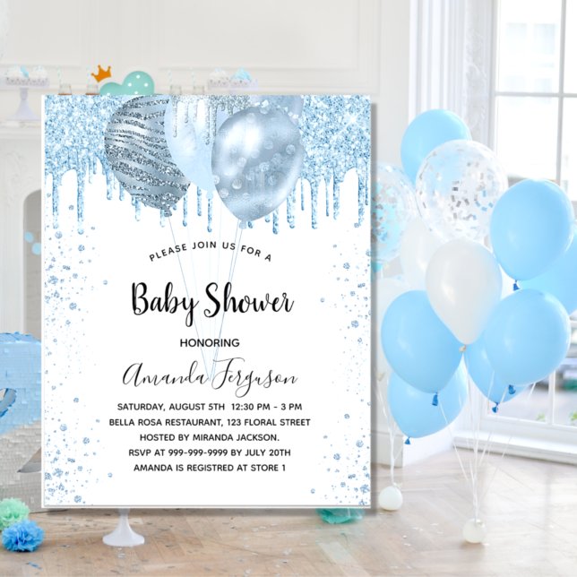 Baby Shower boy blue balloons budget invitation Flyer (Creator Uploaded)