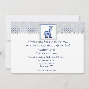 Baby Shower Boy Blue Giraffe Invitation