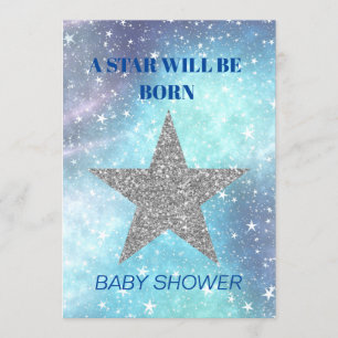 Baby Shower Boy Blue Modern Star Is Born Invitation