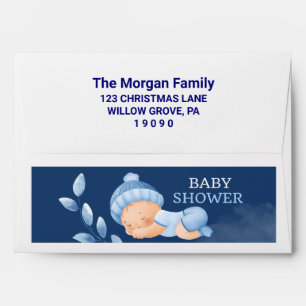 Baby shower Boy blue return address Envelope