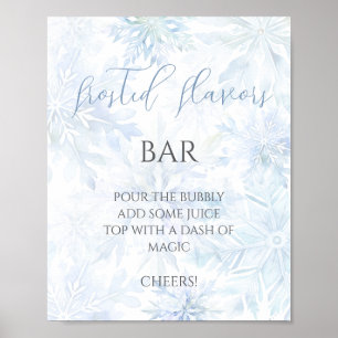 Baby Shower Boy Blue Snowflake Mom-osa Bar  Poster
