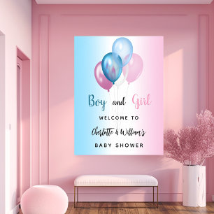Baby Shower boy girl blue pink welcome Poster