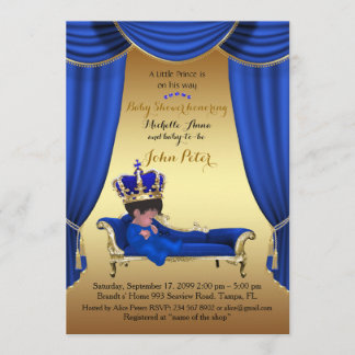 Baby Shower BOY,golden strip,blue & gold. Invitation