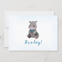 Baby shower boy | Invitation | Hippo