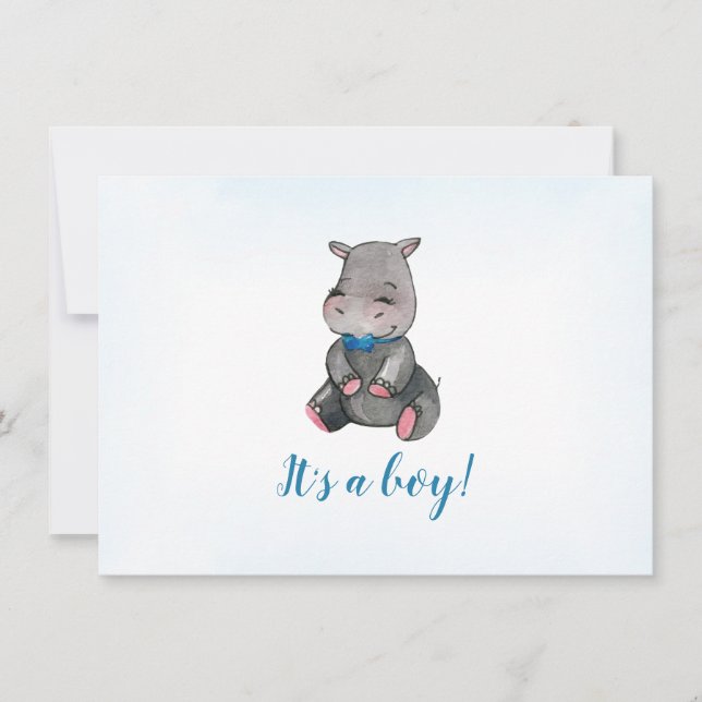 Baby shower boy | Invitation | Hippo (Front)