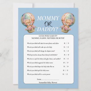 Baby Shower boy Mummy or Daddy Hot Air Balloon Invitation