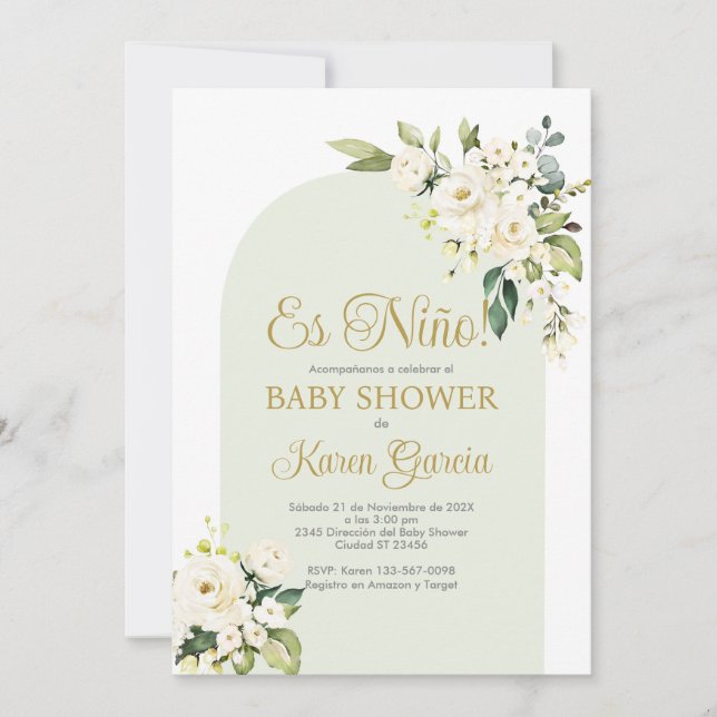 Baby Shower Boy Spanish Invitation (Front)